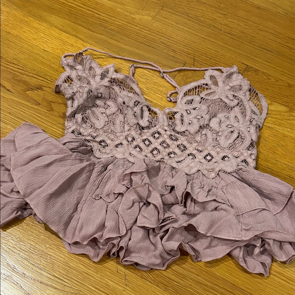 Free People Mauve Lace Crop Top